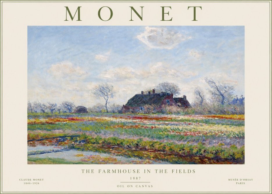 Monet The Farmhouse in the Fields No4 - Plakát