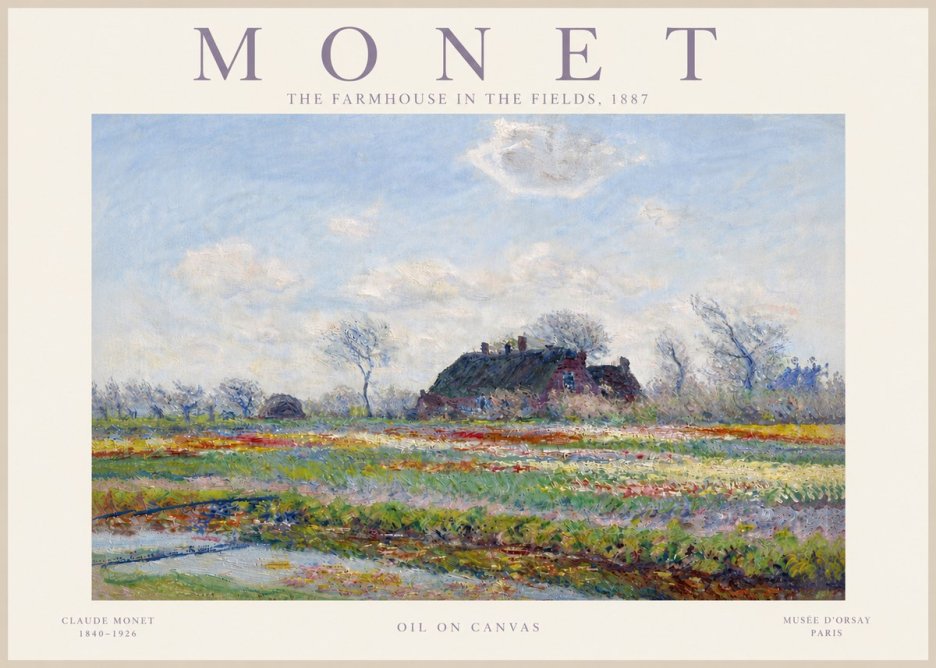Monet The Farmhouse in the Fields No5 - Plakát
