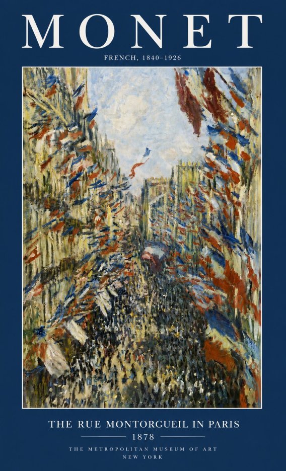 Monet The Rue Montorgueil in Paris No6 - Plakát
