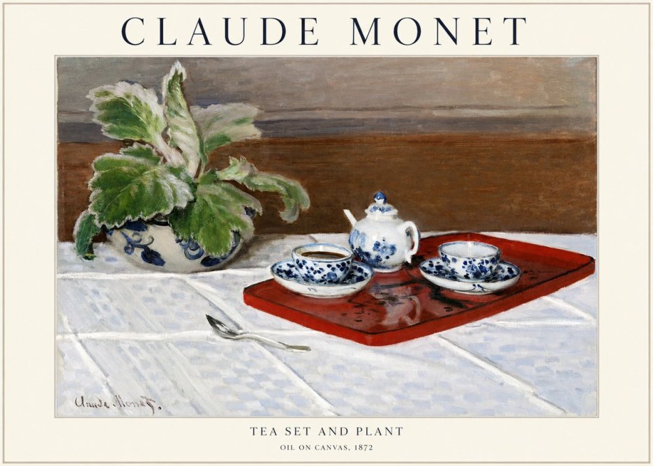 Monet Tea Set and Plant No1 - Plakát