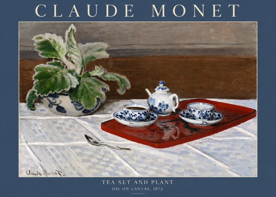 Monet Tea Set and Plant No2 - Plakát