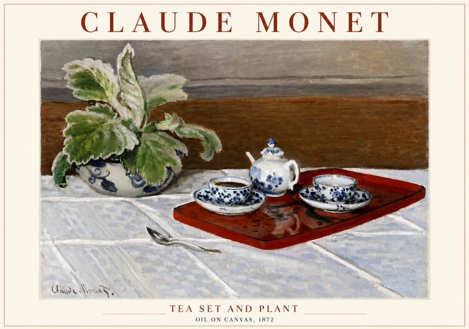 Monet Tea Set and Plant No5 - Plakát