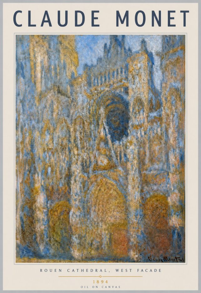 Monet Rouen Cathedral, West Facade No4 - Plakát
