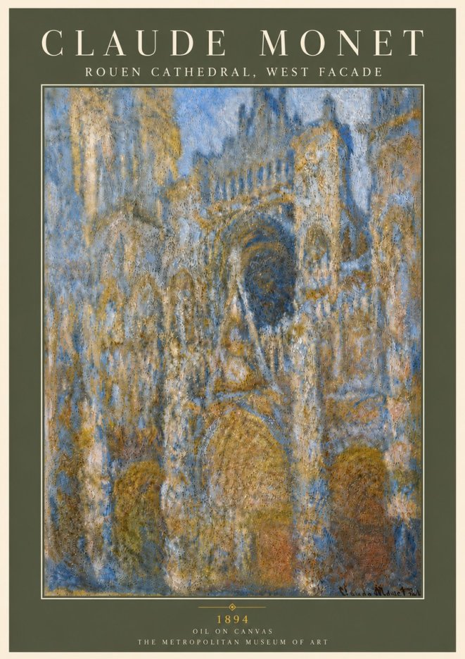 Monet Rouen Cathedral, West Facade No5 - Plakát
