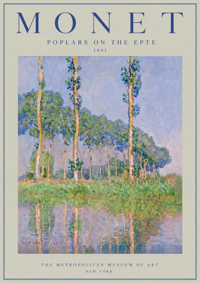 Monet Poplars on the Epte No5 - Plakát