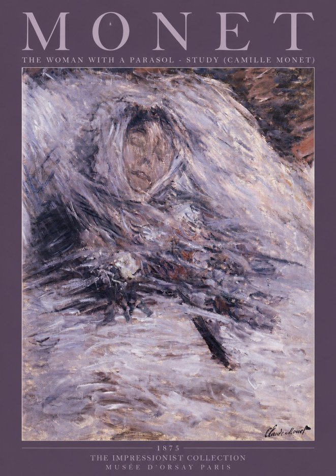 Monet The Woman with a Parasol - Study (Camille Monet) No2 - Plakát