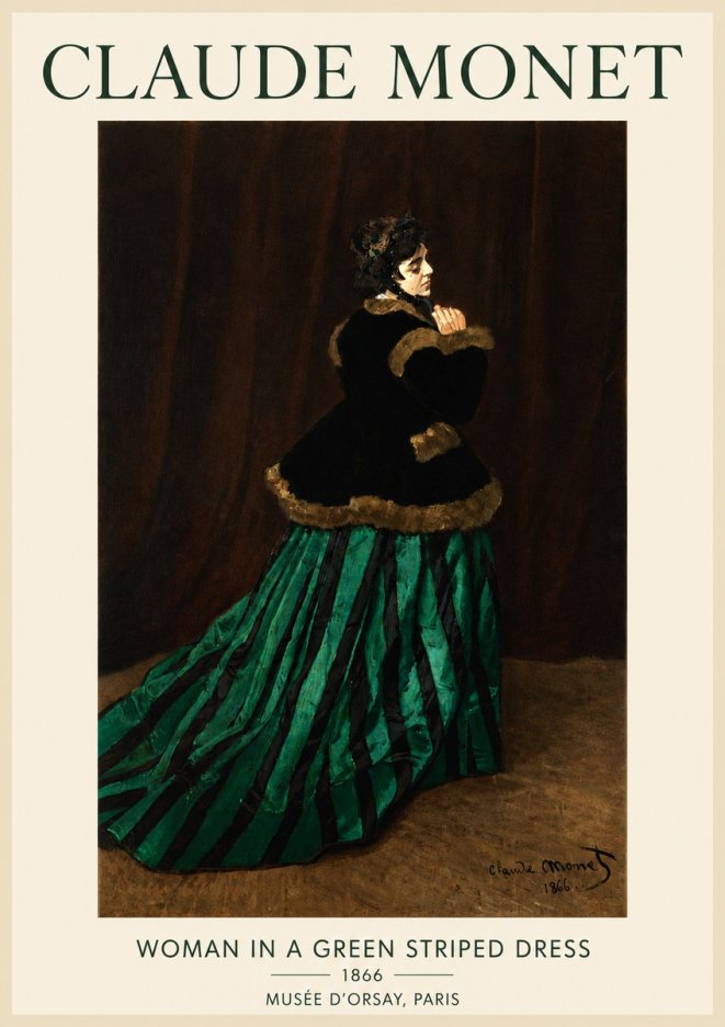 Monet Woman in a Green Striped Dress No4 - Plakát