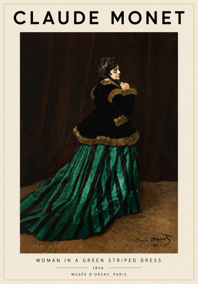 Monet Woman in a Green Striped Dress No6 - Plakát