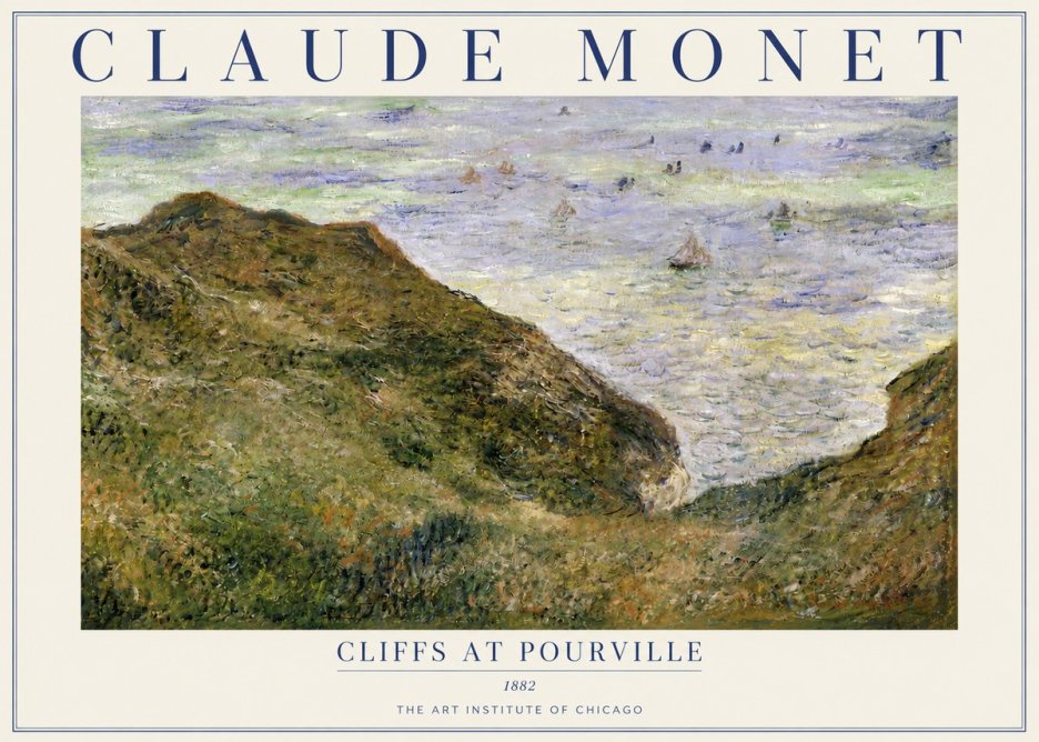 Monet Cliffs at Pourville II No3 - Plakát