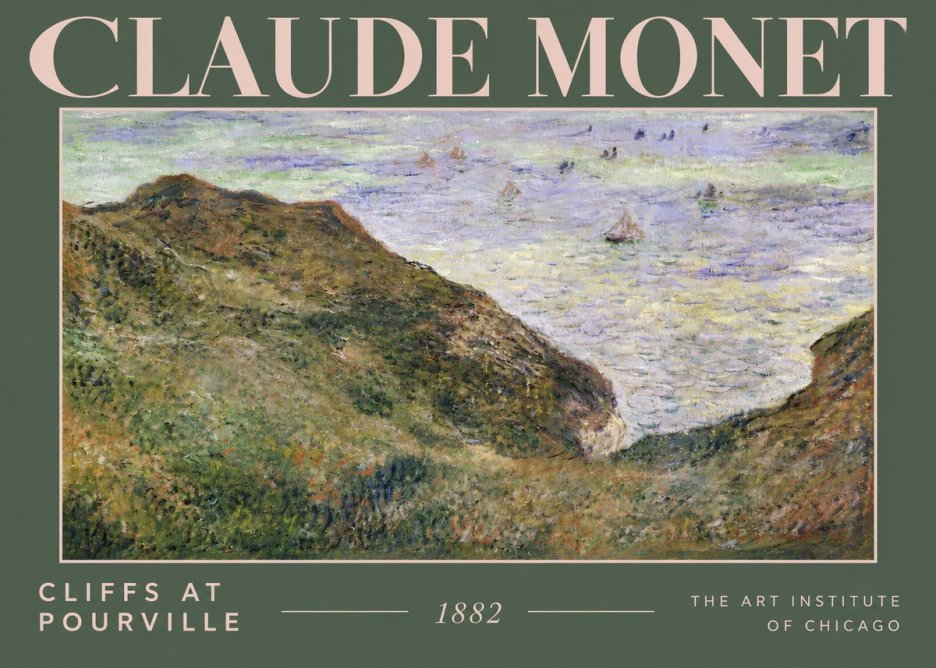 Monet Cliffs at Pourville II No4 - Plakát