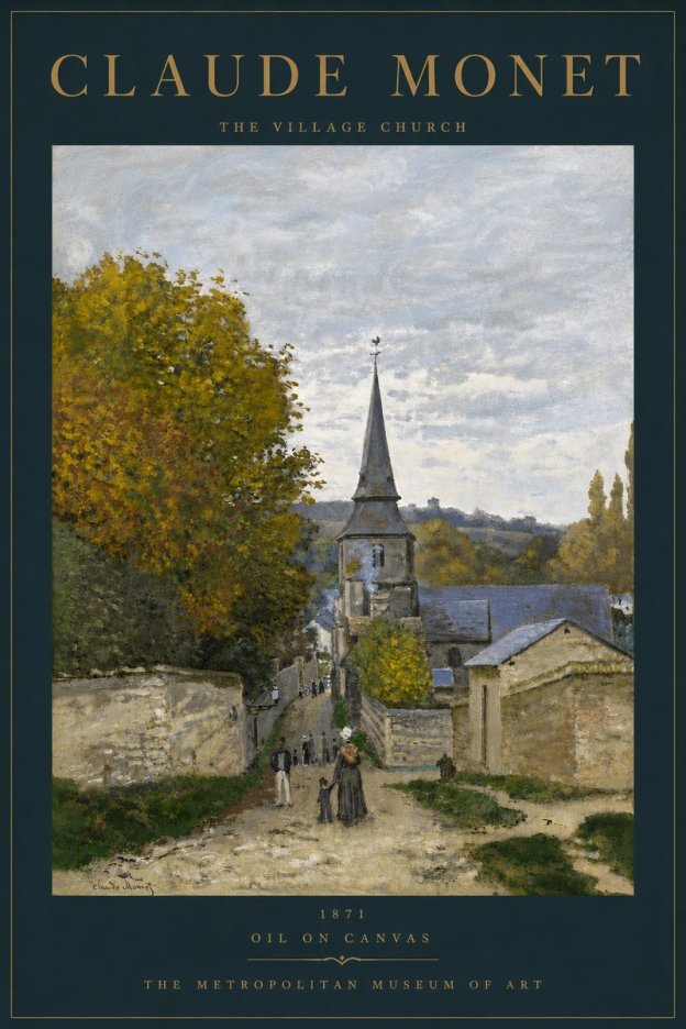 Monet The Village Church No6 - Plakát