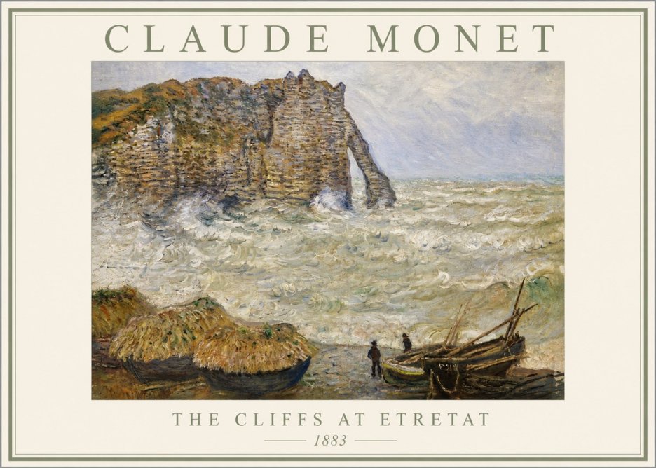 Monet The Cliffs at Etretat No3 - Plakát
