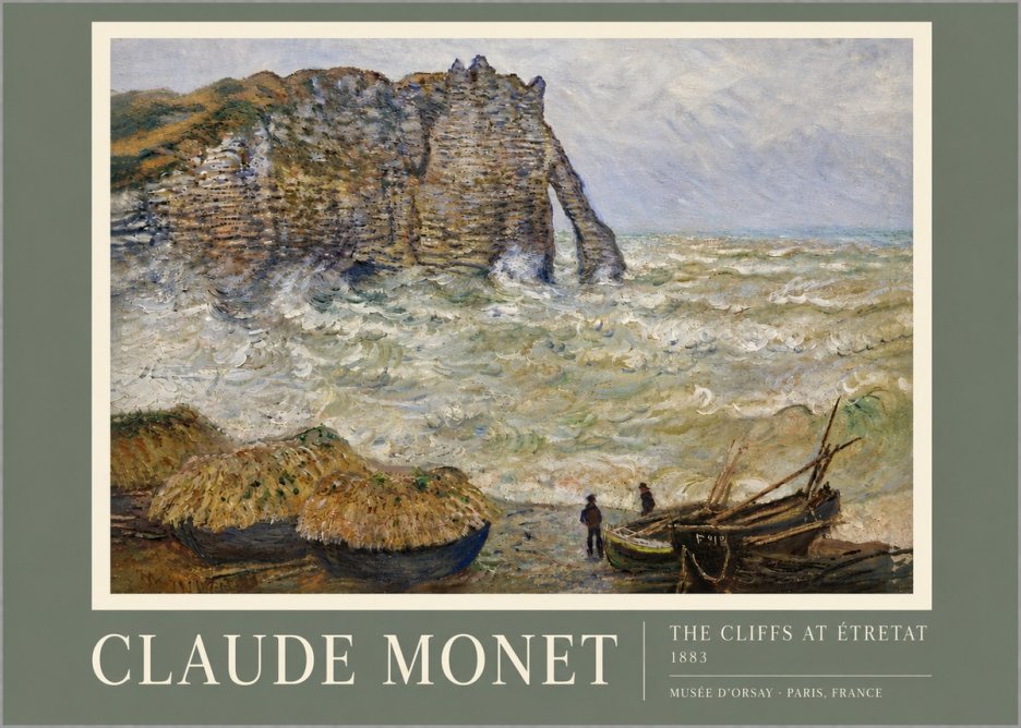 Monet The Cliffs at Etretat No5 - Plakát