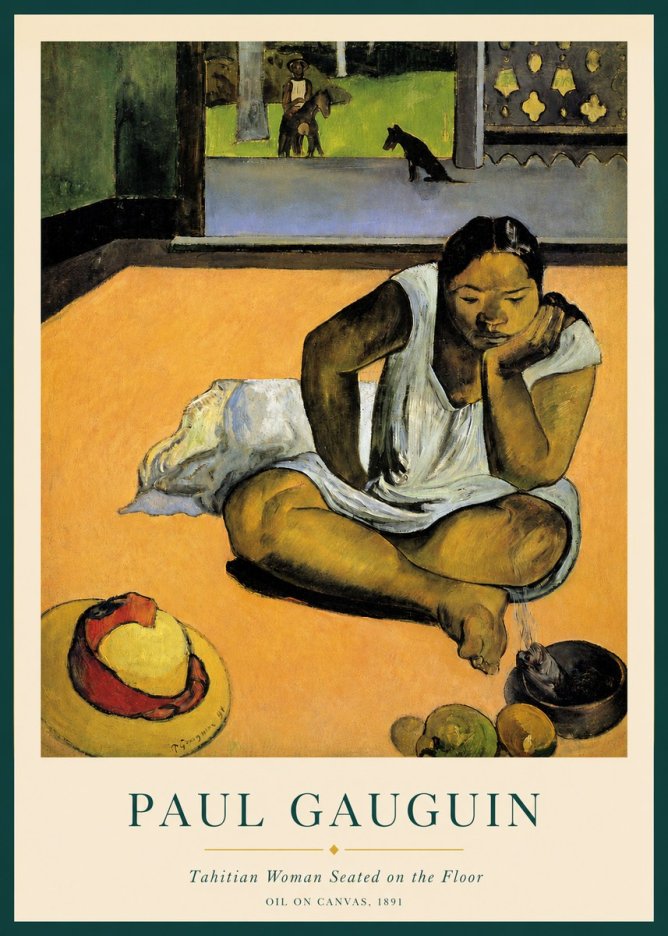 Paul Gauguin Tahitian Woman Seated on the Floor No3 - Plakát