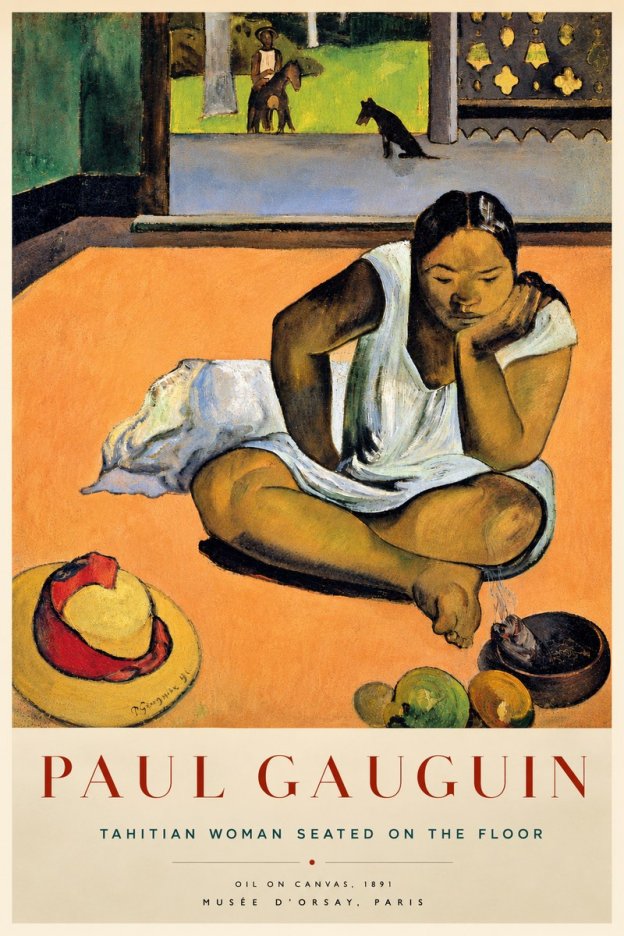 Paul Gauguin Tahitian Woman Seated on the Floor No5 - Plakát