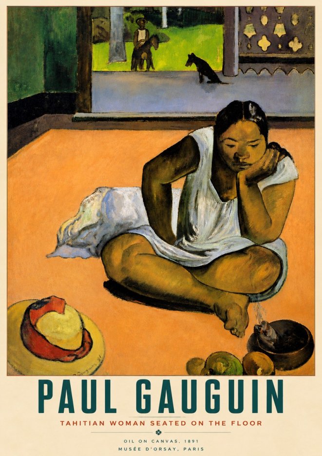 Paul Gauguin Tahitian Woman Seated on the Floor No6 - Plakát
