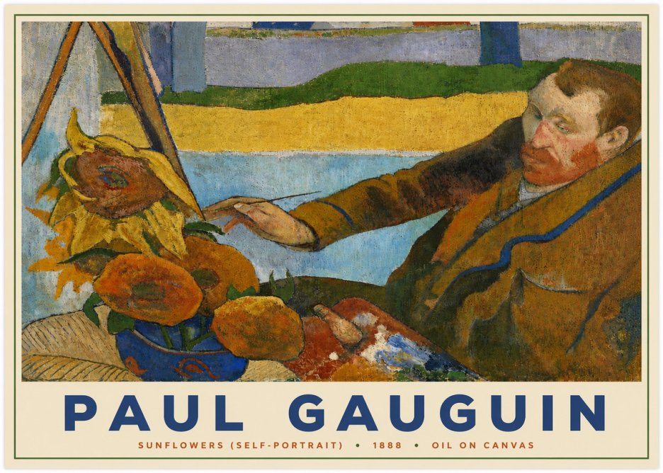 Paul Gauguin The Artist and His Sunflowers No5 - Plakát