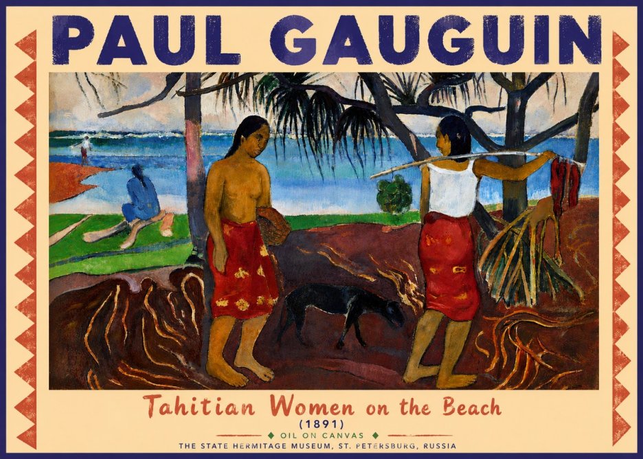 Paul Gauguin Tahitian Women on the Beach (1891) No4 - Plakát