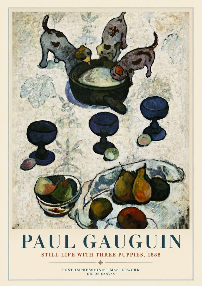 Paul Gauguin Still Life with Three Puppies, 1888 No3 - Plakát