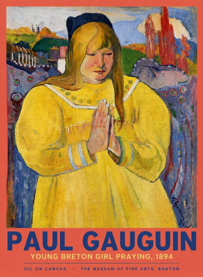 Paul Gauguin Young Breton Girl Praying, 1894 No2 - Plakát