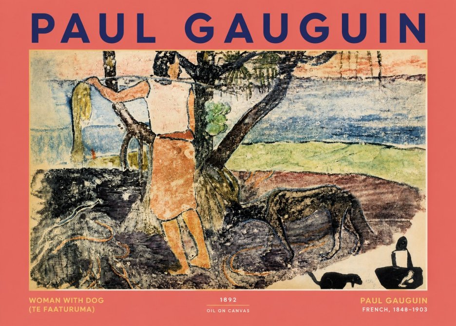 Paul Gauguin Woman with Dog (Te Faaturuma) No2 - Plakát