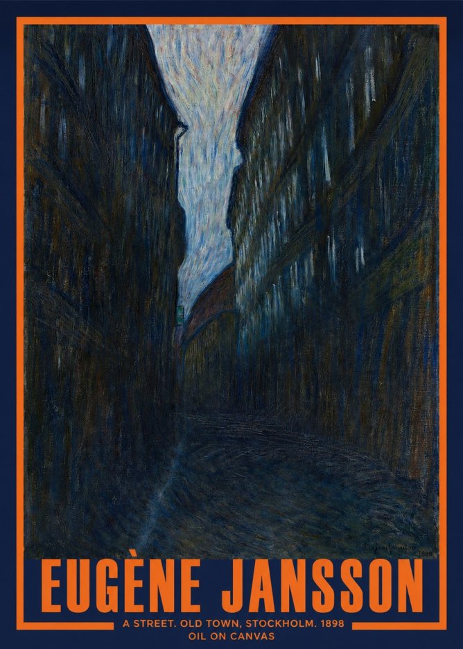 Eugène Jansson A Street. Old Town, Stockholm. 1898 No2 - Plakát