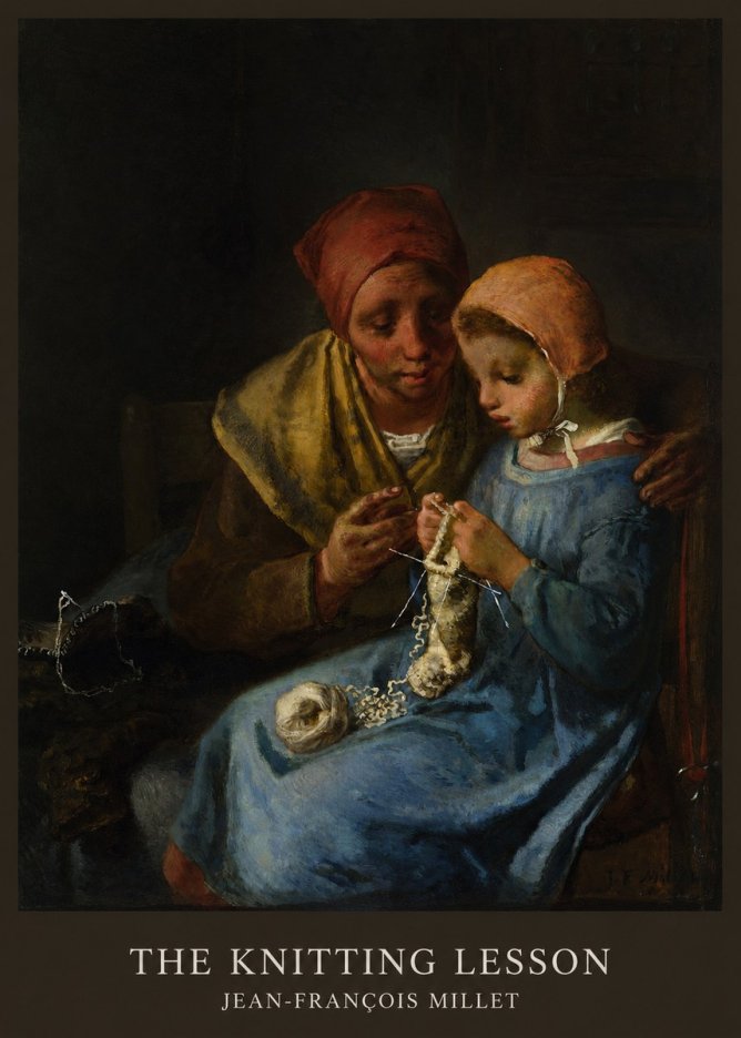 Jean-François Millet The Knitting Lesson I No5 - Plakát
