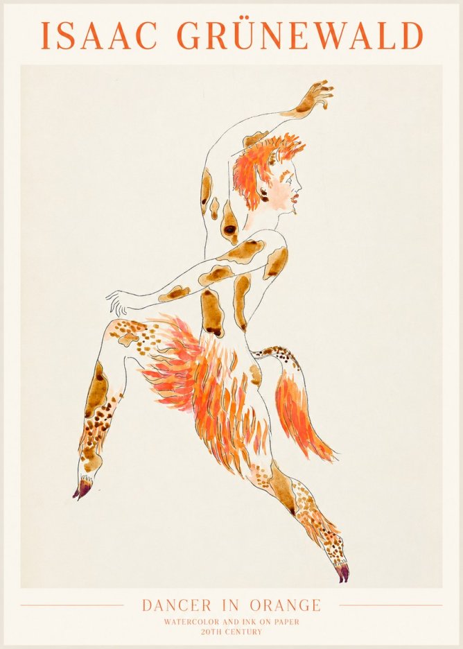 Isaac Grünewald Dancer in Orange No1 - Plakát