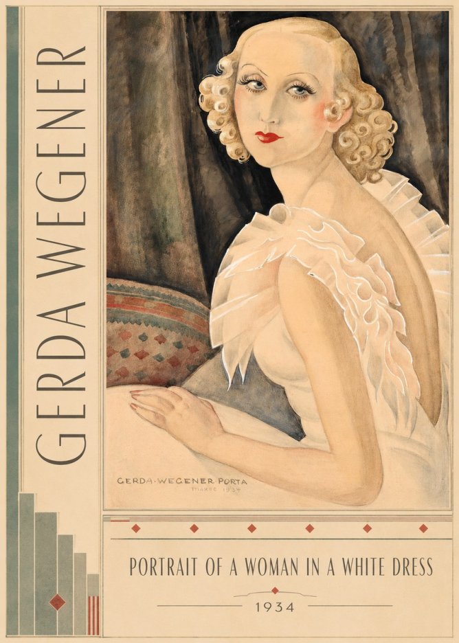Gerda Wegener Portrait of a Woman in a White Dress No2 - Plakát