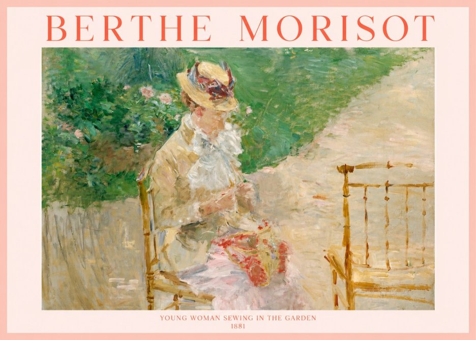 Berthe Morisot Young Woman Sewing in the Garden No1 - Plakát