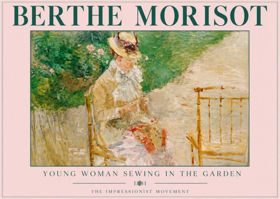 Berthe Morisot Young Woman Sewing in the Garden No5 - Plakát