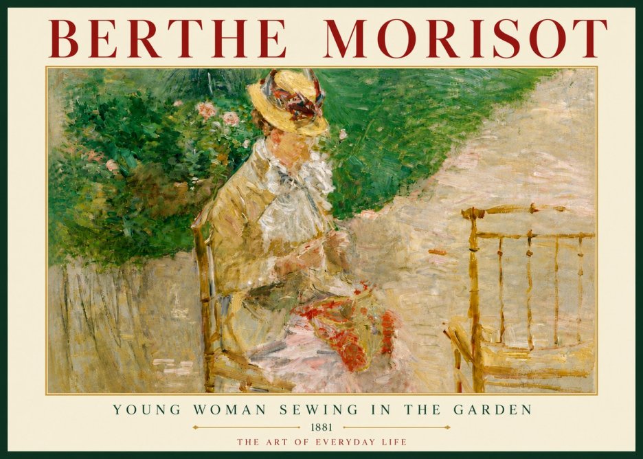 Berthe Morisot Young Woman Sewing in the Garden No6 - Plakát