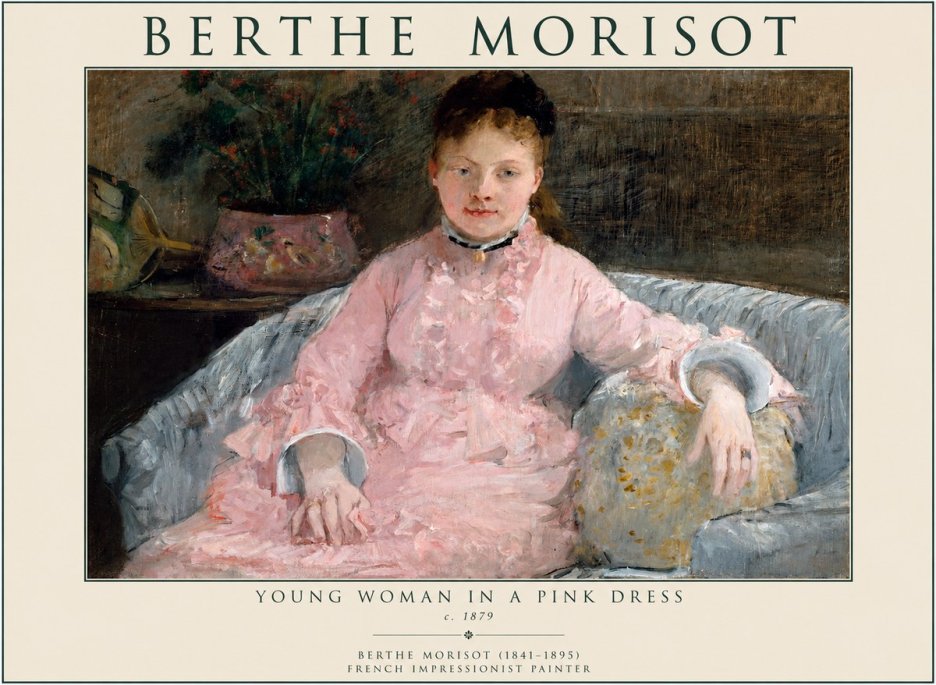 Berthe Morisot Young Woman in a Pink Dress I No1 - Plakát