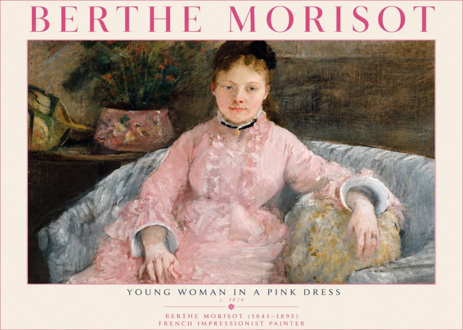 Berthe Morisot Young Woman in a Pink Dress I No4 - Plakát