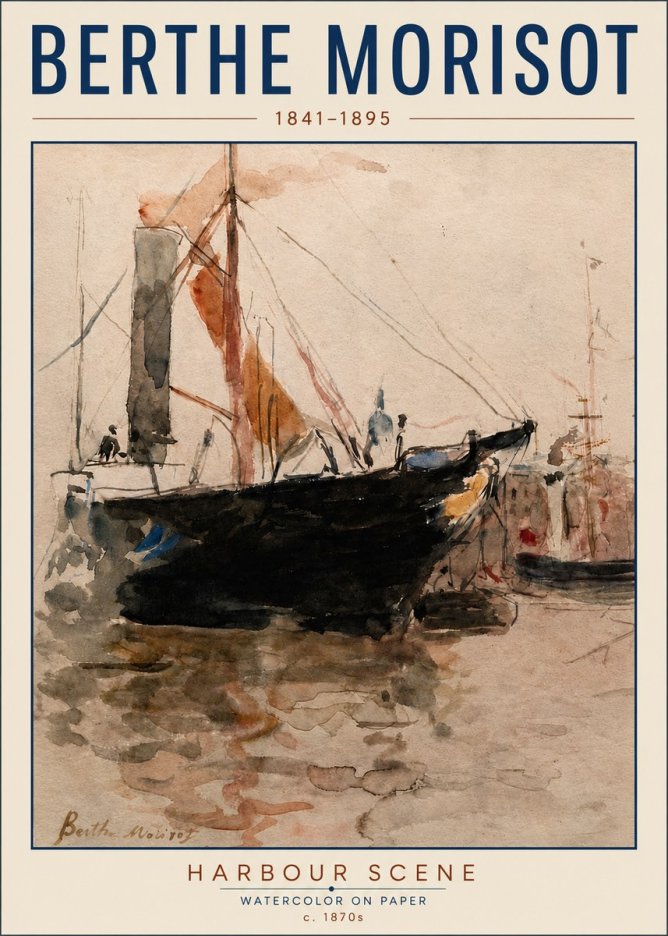 Berthe Morisot Harbour Scene No5 - Plakát