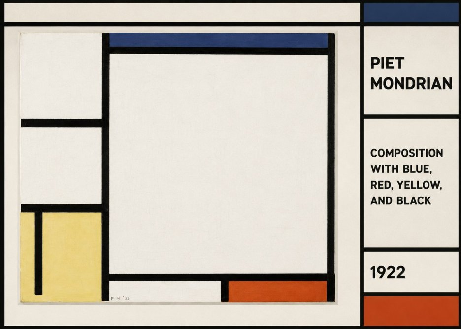Piet Mondrian Composition with Blue, Red, Yellow, and Black No2 - Plakát