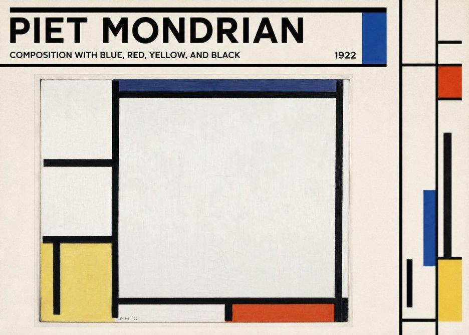 Piet Mondrian Composition with Blue, Red, Yellow, and Black No3 - Plakát