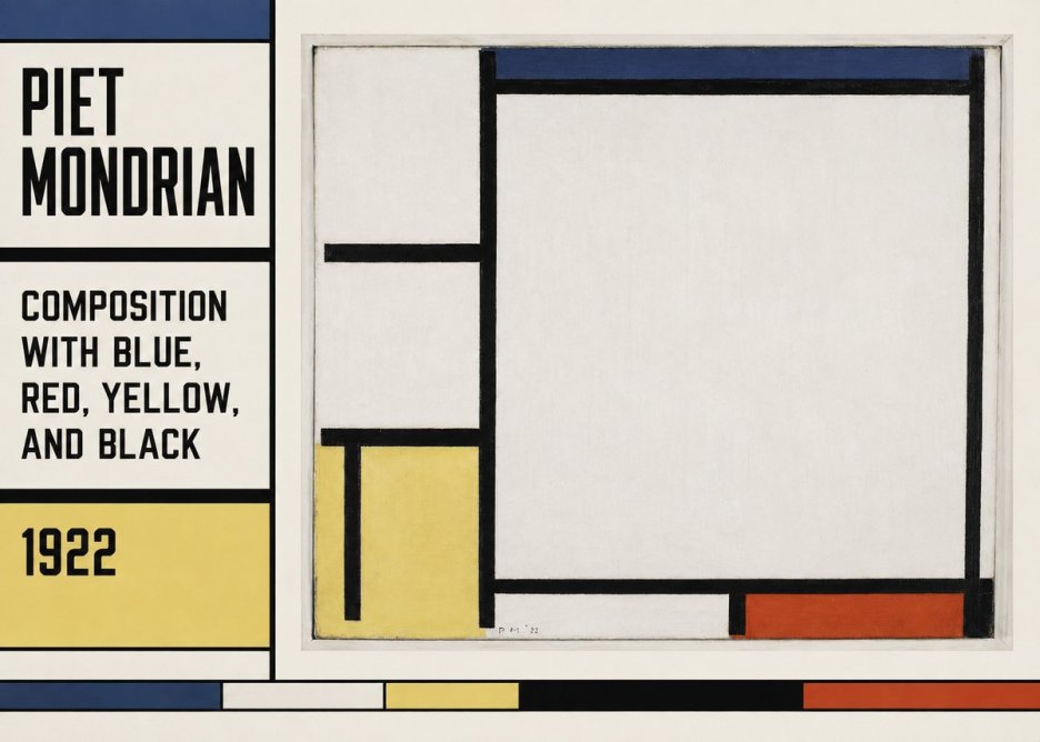 Piet Mondrian Composition with Blue, Red, Yellow, and Black No5 - Plakát