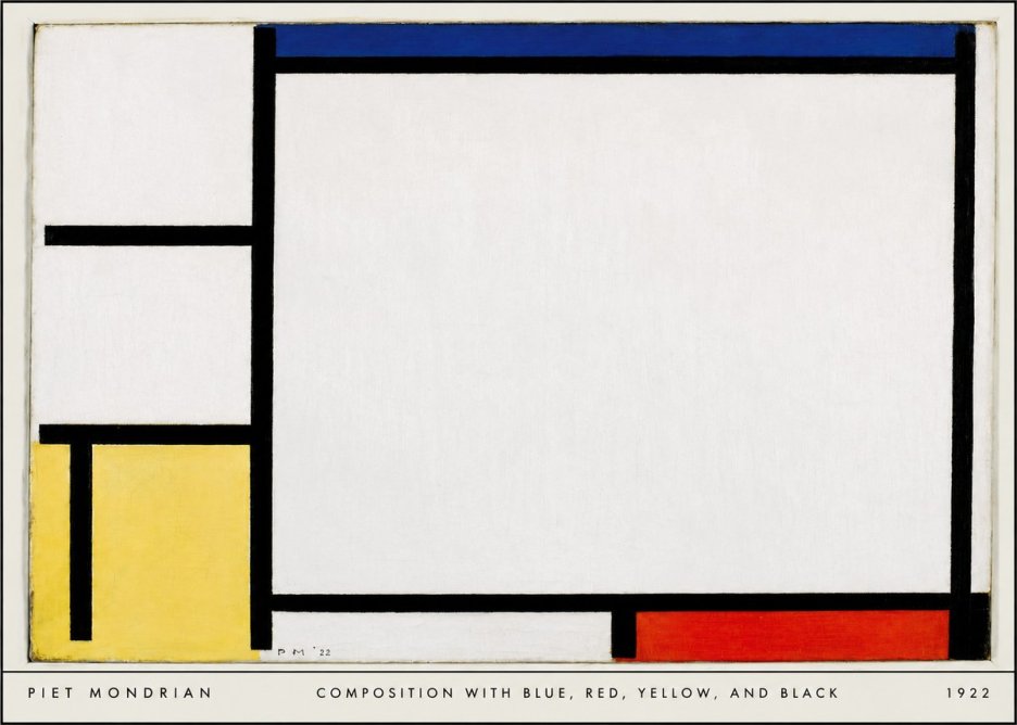 Piet Mondrian Composition with Blue, Red, Yellow, and Black No6 - Plakát