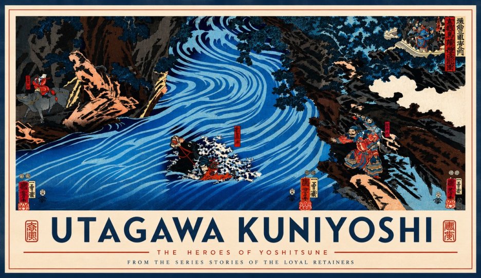 Utagawa Kuniyoshi The Heroes of Yoshitsune No2 - Plakát
