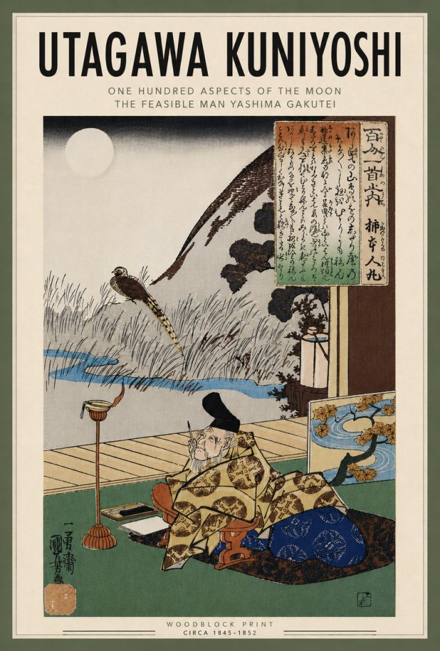 Utagawa Kuniyoshi The Feasible Man Yashima Gakutei No6 - Plakát