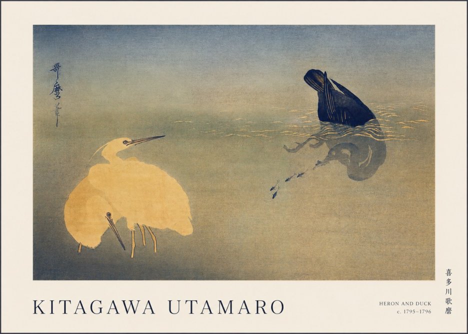 Kitagawa Utamaro Heron and Duck No1 - Plakát