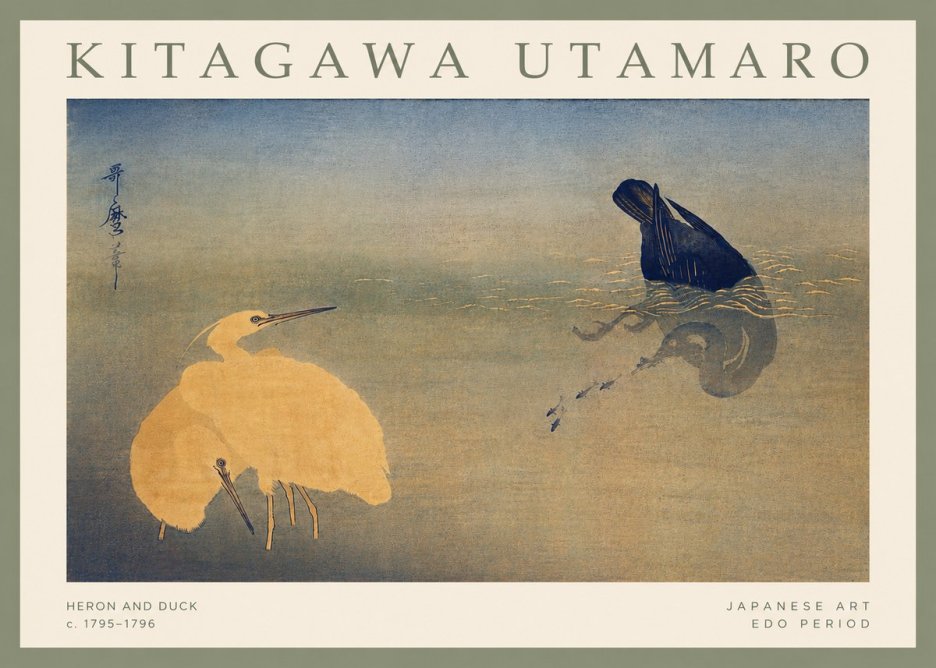 Kitagawa Utamaro Heron and Duck No4 - Plakát
