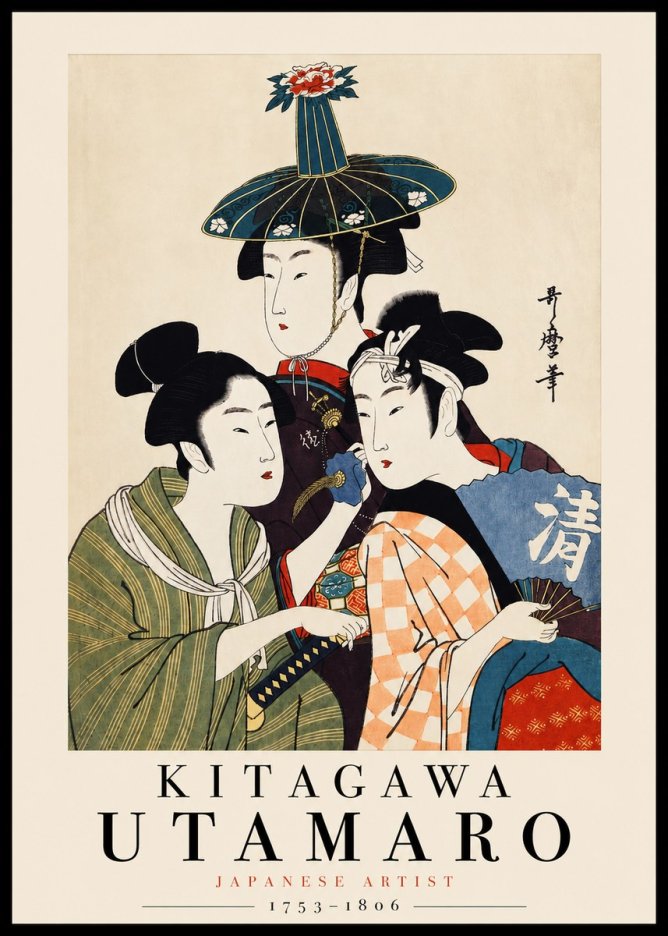 Kitagawa Utamaro Three Beauties No3 - Plakát