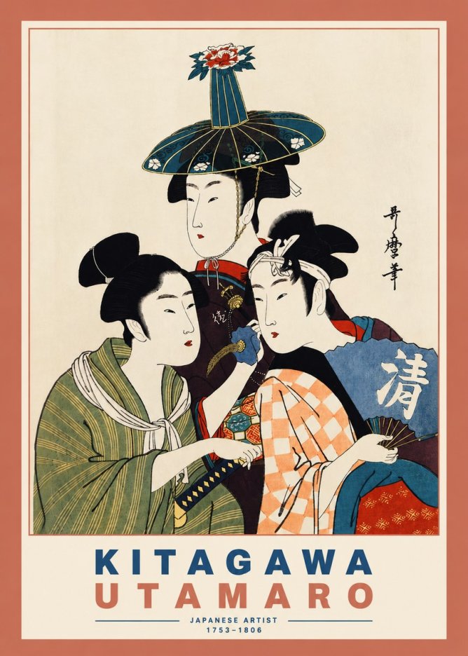 Kitagawa Utamaro Three Beauties No5 - Plakát