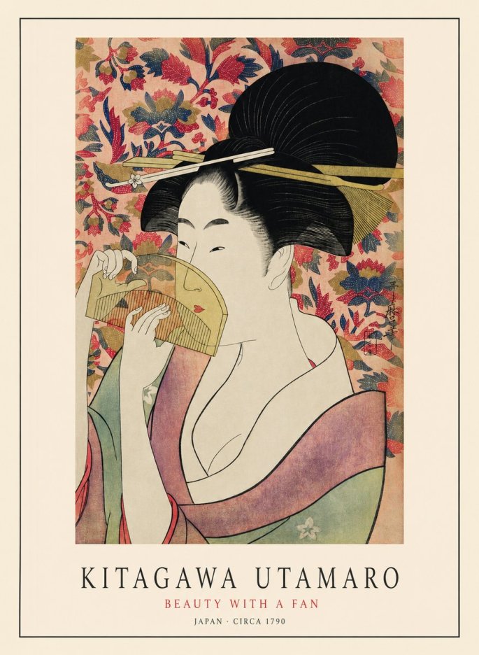 Kitagawa Utamaro Beauty with a Fan II No1 - Plakát