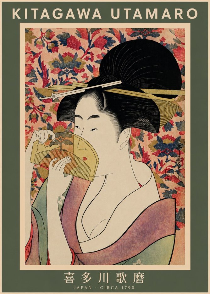 Kitagawa Utamaro Beauty with a Fan II No2 - Plakát