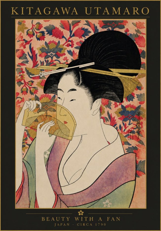 Kitagawa Utamaro Beauty with a Fan II No4 - Plakát