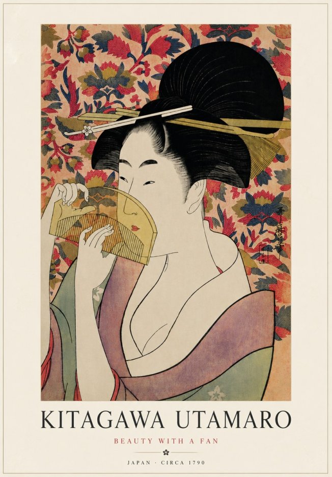 Kitagawa Utamaro Beauty with a Fan II No6 - Plakát