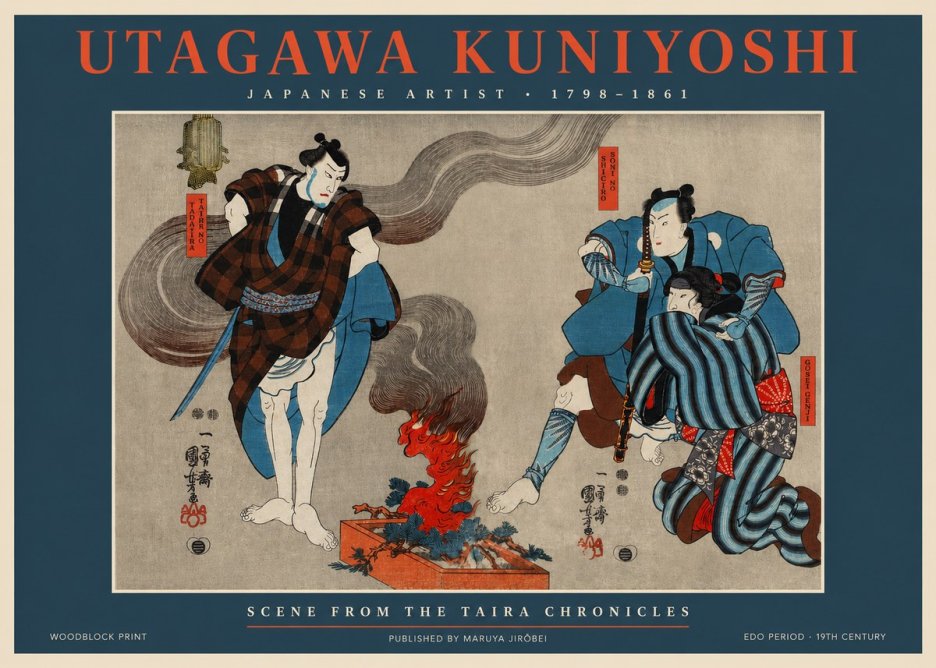 Utagawa Kuniyoshi Scene from the Taira Chronicles No2 - Plakát